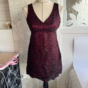 Tripp NYC Red Lace Chemise with Spaghetti Straps